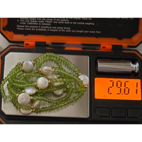 Zoe B. 14K Yellow Gold Coin Pearl & Green Tourmaline Necklace 36" - Picture 3 of 16